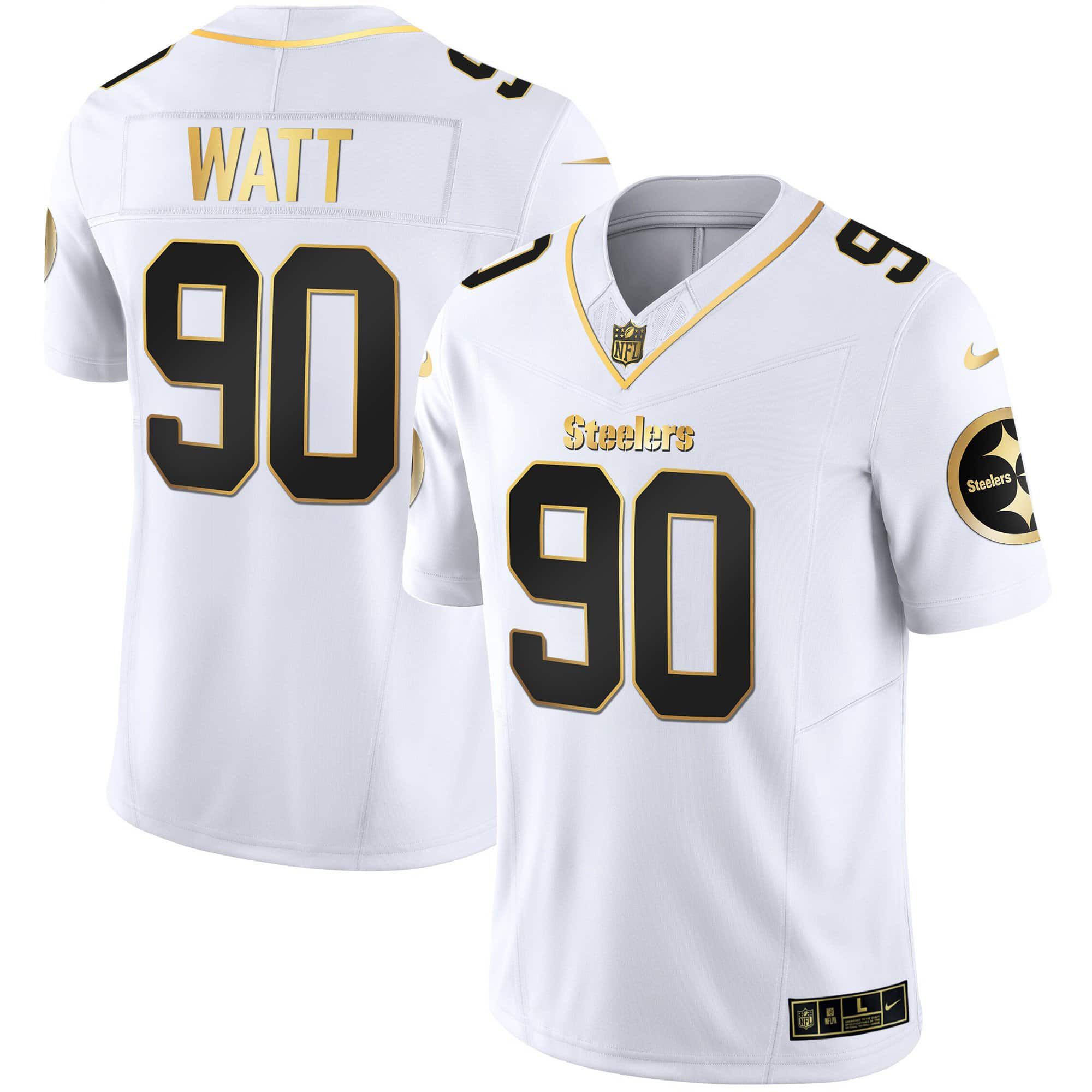 Men Pittsburgh Steelers 90 Watt White Gold 2024 Nike Vapor Limited NFL Jersey